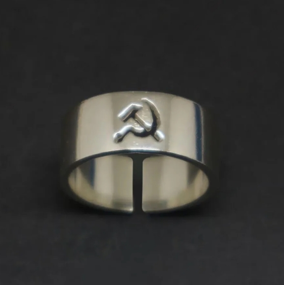 Elegant 925 Silver Filled Openwork Sickle Men & Women Ring Size 7 - Picture 2 of 8